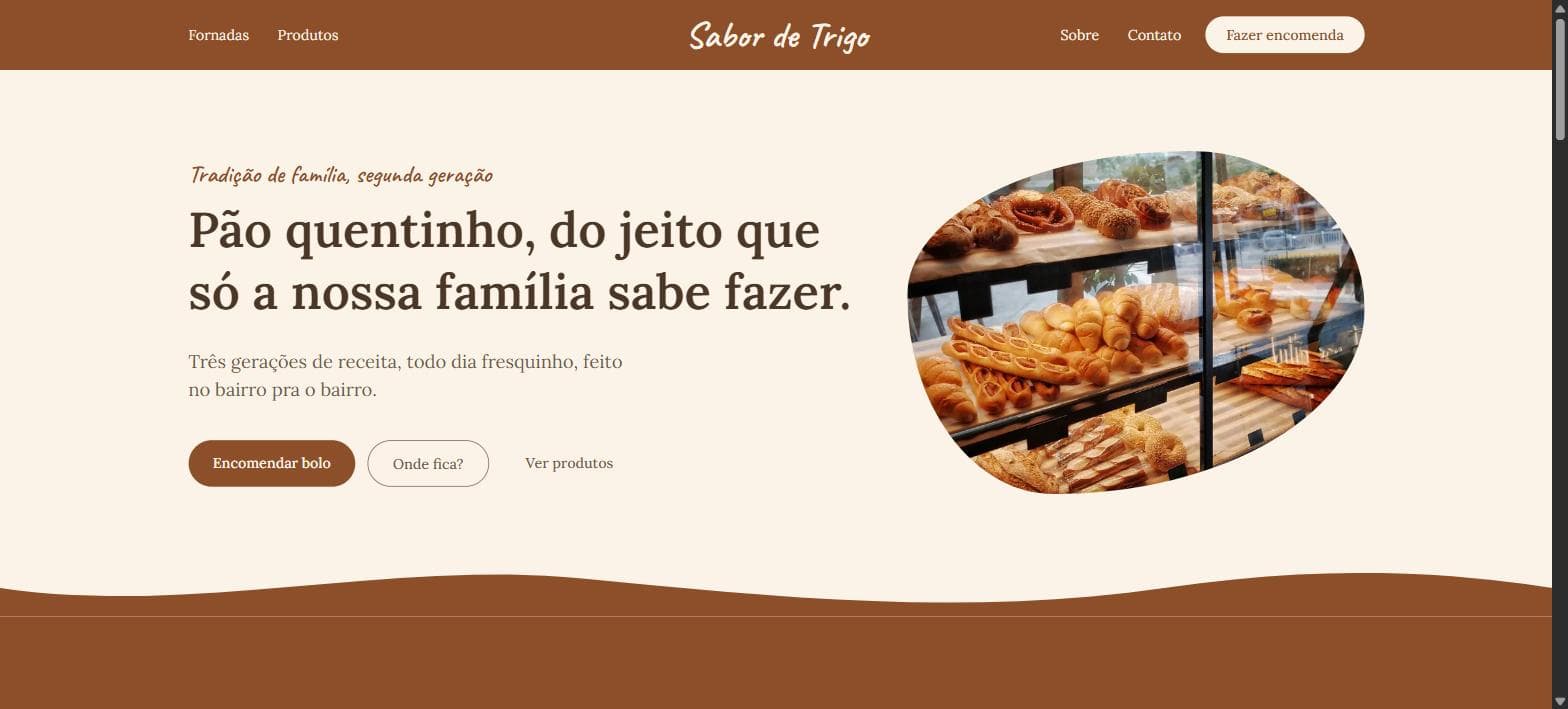 Captura de tela do site Sabor de Trigo